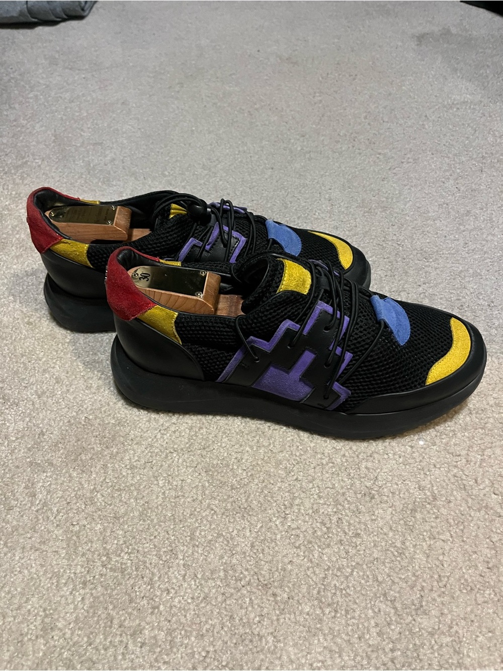 Marcelo Burlon County of Milan Black Mesh Multicolor Accent Sneakers